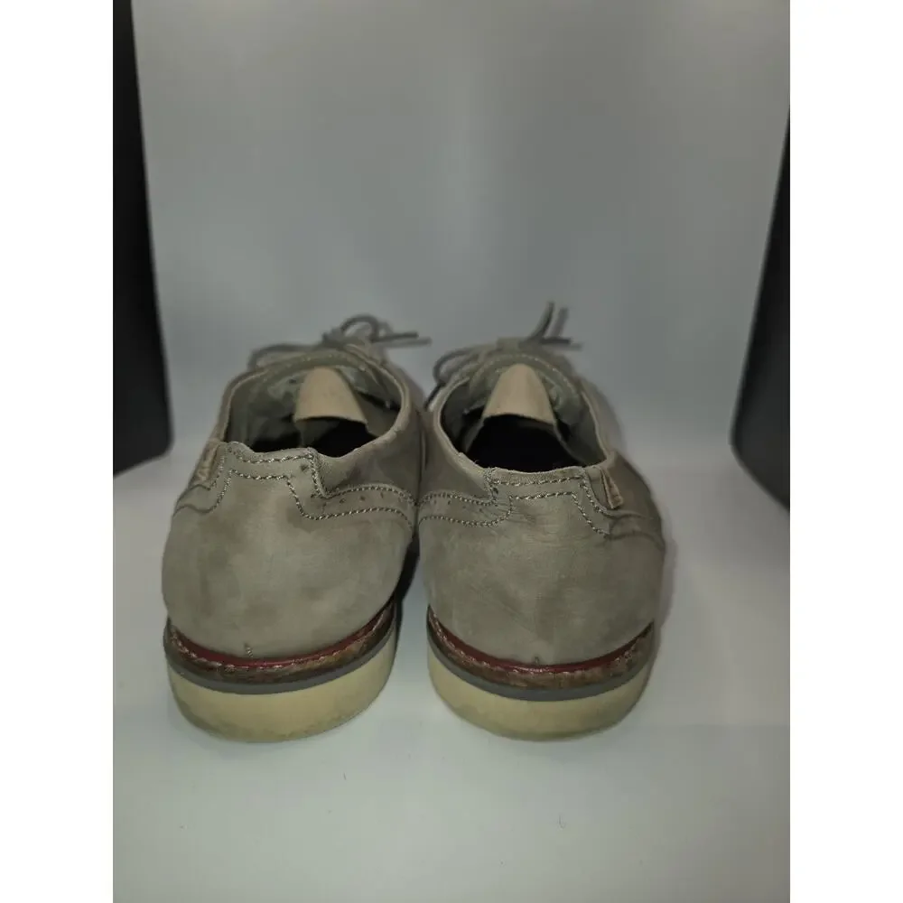 Lacoste Mens Size US 9 Suede Oxford Dress Shoes Beige Tan Wingtip Casual Lace Up